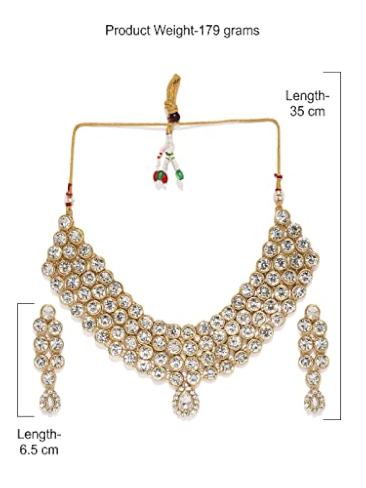Women's Toned Ethnic Stones Studded Necklace Set